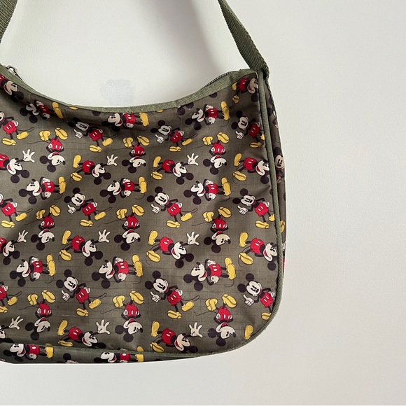 Disney Mickey Mouse Olive Green Nylon Shoulder Bag - Picture 2 of 11